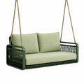 Grünes Hängesofa für 2 Personen aus Metall und Seilgeflecht, 140 × 75 × 65 cm