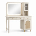 Schminktisch 100 × 45 × 150 cm in Weiß/Beige/Gold mit LED-Spiegel, 3 Schubladen und Stauraum