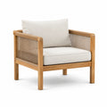 Lounge-Stil aus Holz mit Kordelgeflecht und beiger Textilpolsterung, 75 × 80 × 78 cm