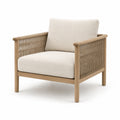 Holzsessel mit Seilgeflecht und Textilpolsterung, 75 × 78 × 82 cm, Natur/Beige