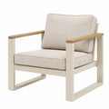 Moderner Loungesessel mit Holzarmlehnen, Beige/Weiß/Braun, 72 × 78 × 82 cm