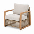 Moderner Holzsessel mit Seilgeflecht und Polsterung, Beige/Naturbraun, 75 x 80 x 78 cm