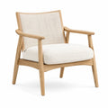 Skandinavischer Holzsessel in Natur/Creme mit gepolstertem Sitz, 70 x 78 x 88 cm