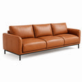 3-Sitzer-Sofa, 220 × 90 × 85 cm, Cognac-Lederoptik mit schwarzen Metallbeinen