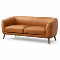 2-Sitzer-Sofa 180 × 85 × 78 cm aus cognacfarbenem Kunstleder mit Holzbeinen