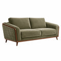 Retro-Sofa für 2 Personen, 180 × 85 × 82 cm, Olivgrün/Braun, Samtstoff und Holz